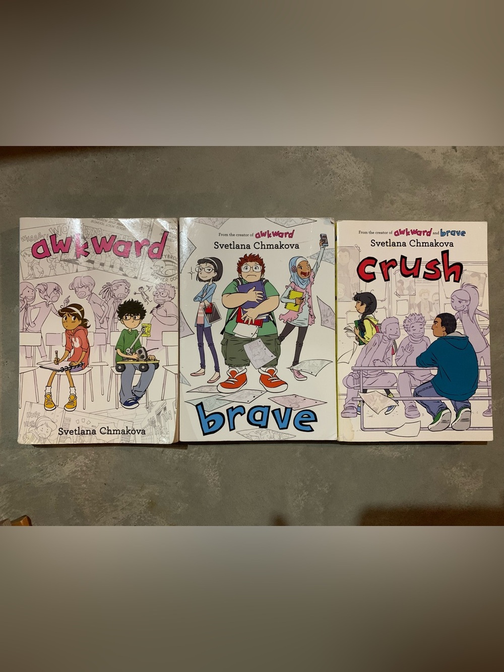 Awkward, Brave, and Crush Set by Svetlana Chmakova Graphic Novels Set of 3